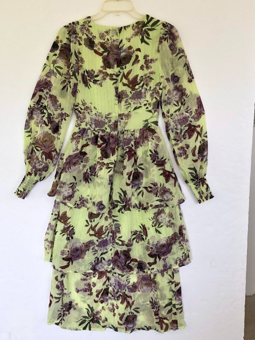Fourteenth Place Ella Tiered Chiffon Green Floral Dress XS NWT Forest Fairy - Picture 4 of 10
